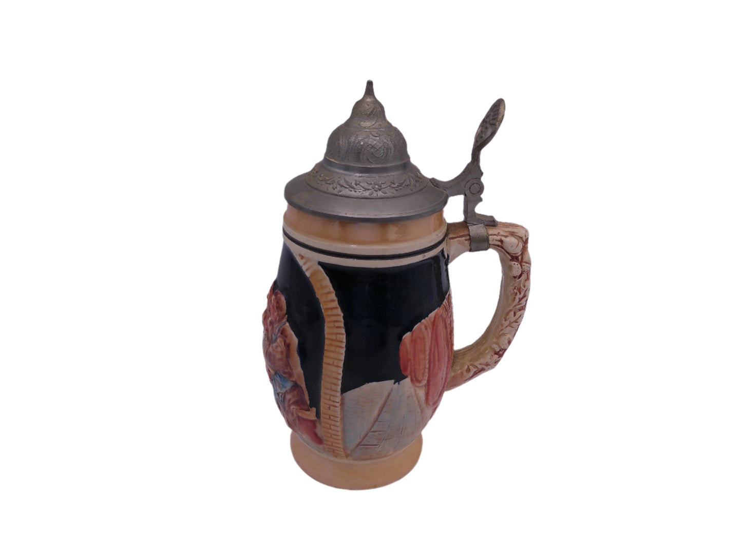 Beer Stein Made In Germany Pewter Lid with Monks and Adage