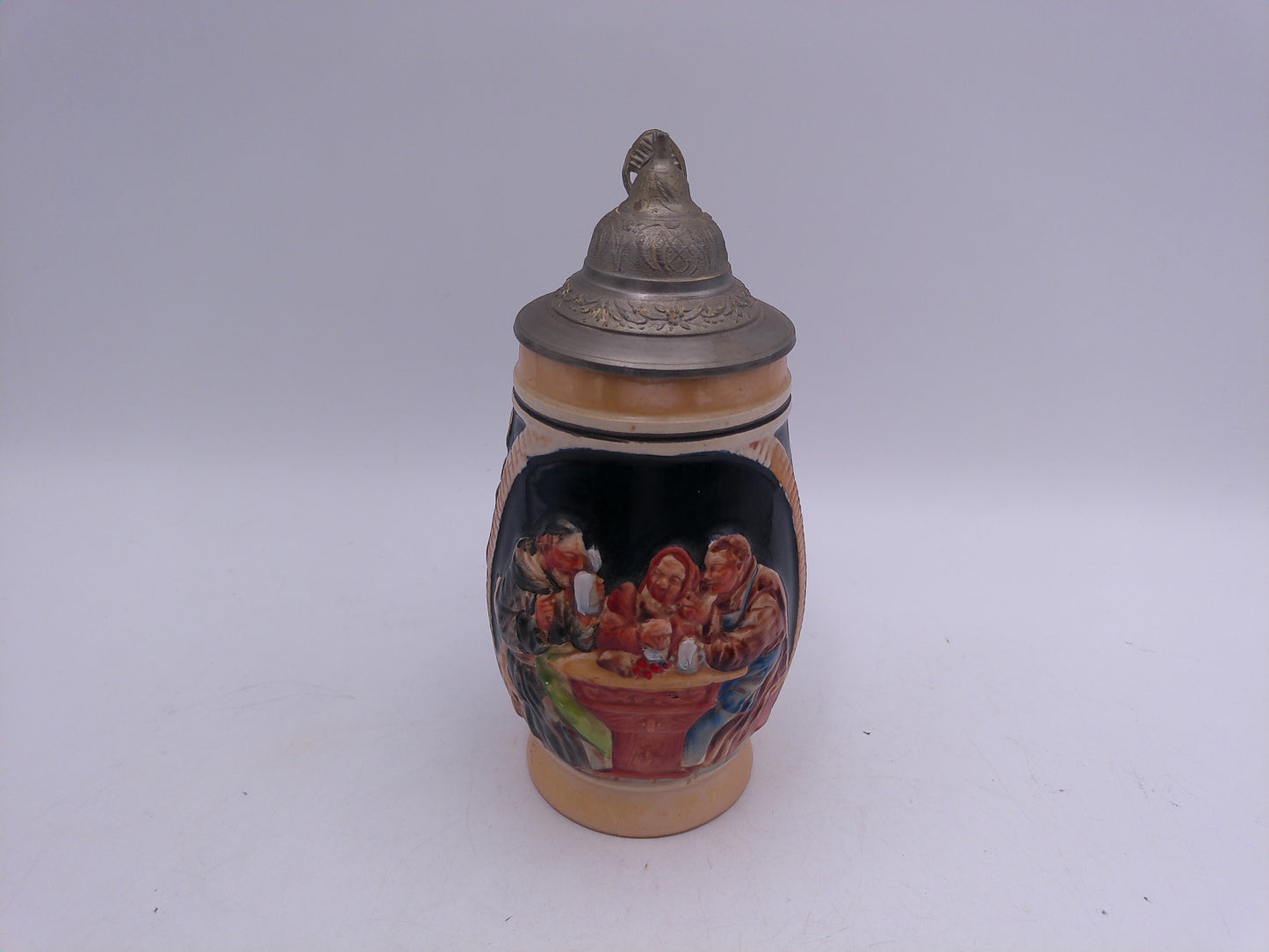 Beer Stein Made In Germany Pewter Lid with Monks and Adage