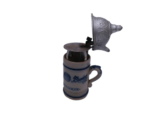Beer Stein Milwaukee Schlitz Pewter Lid with lighter Super Rare
