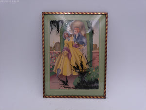 Glass Convex Silhouette Framed Picture  COUPLE Couple in Garden Metal Frame  B112