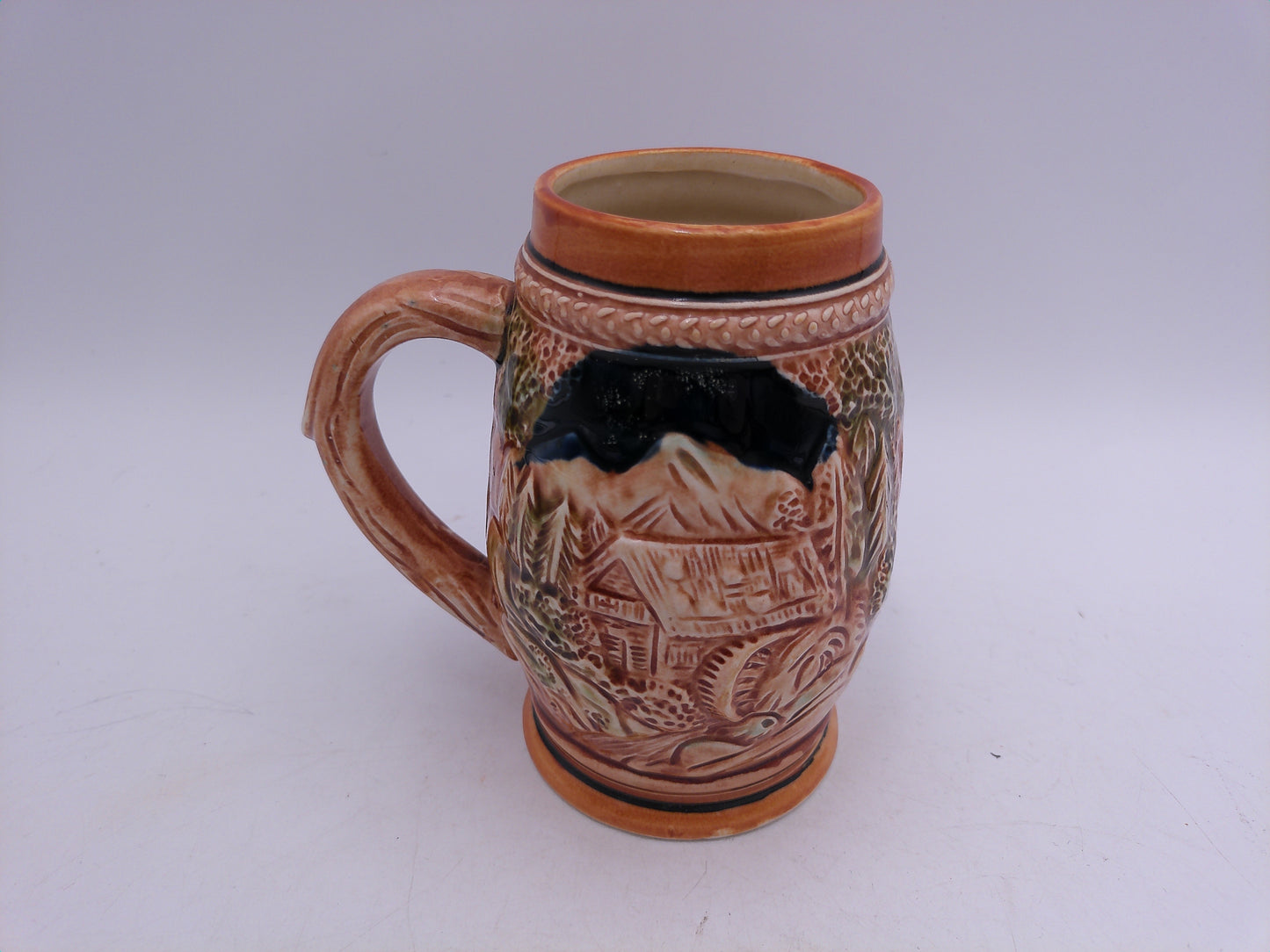Beer Stein Vintage Japan Lego Beer Stein Mug  Drinking Beer Scene 5 1/4" Tall