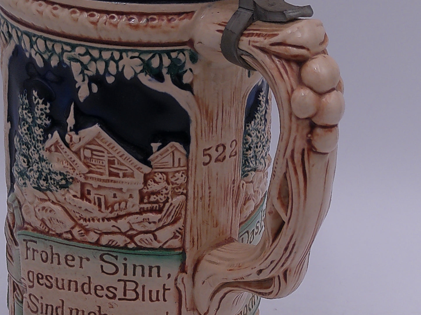 Beer Stein German made Vintage unique pewter lid and decorative handle