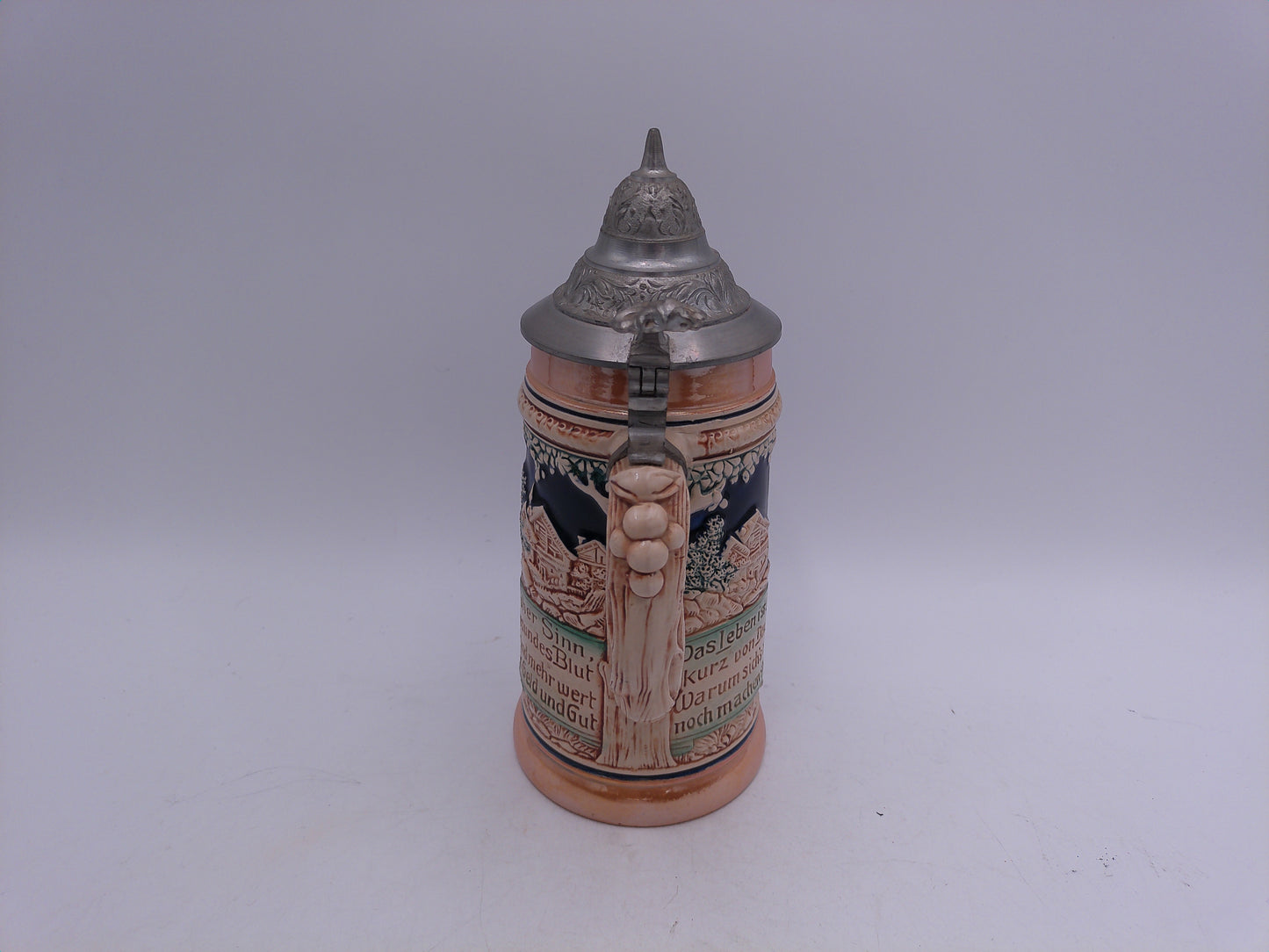 Beer Stein German made Vintage unique pewter lid and decorative handle