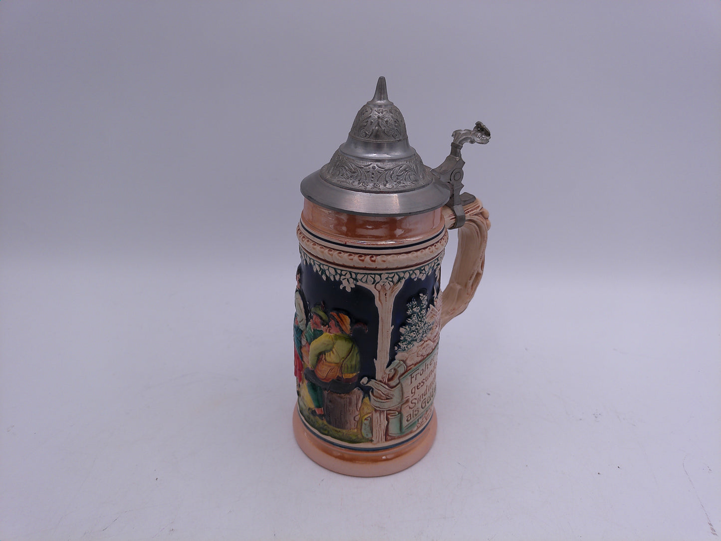 Beer Stein German made Vintage unique pewter lid and decorative handle