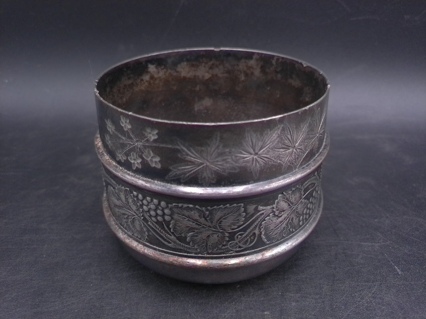 Pairpoint Mfg Co. Quadruple Silver Plate Can Cup Jar Floral Design