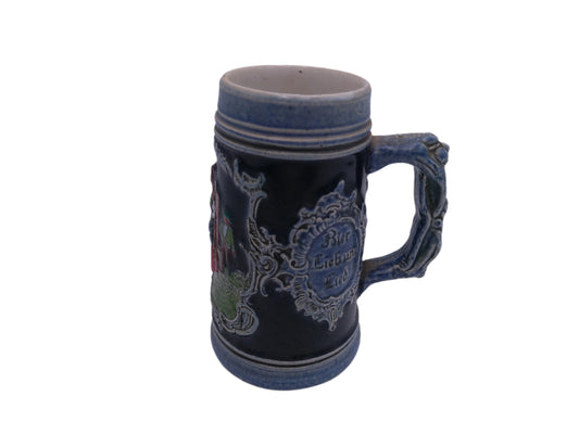 Beer Stein Vintage Made in Germany  Blue color old   chip on rim