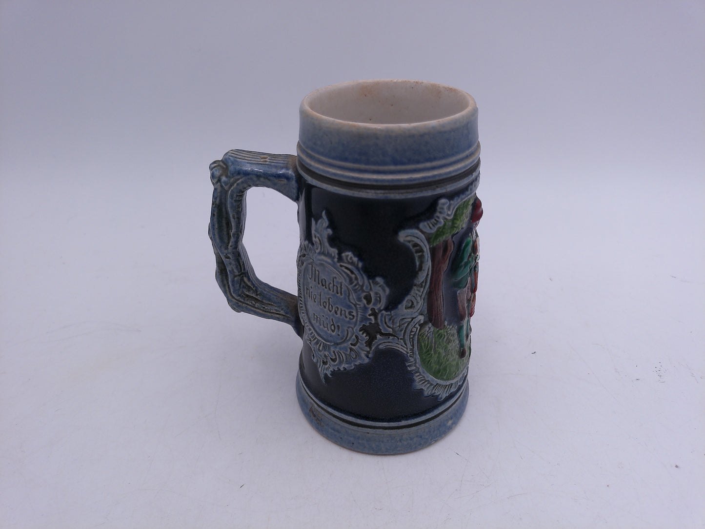 Beer Stein Vintage Made in Germany  Blue color old   chip on rim