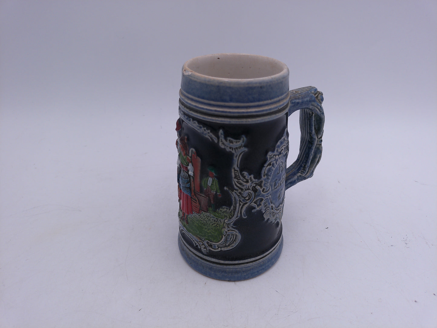 Beer Stein Vintage Made in Germany  Blue color old   chip on rim