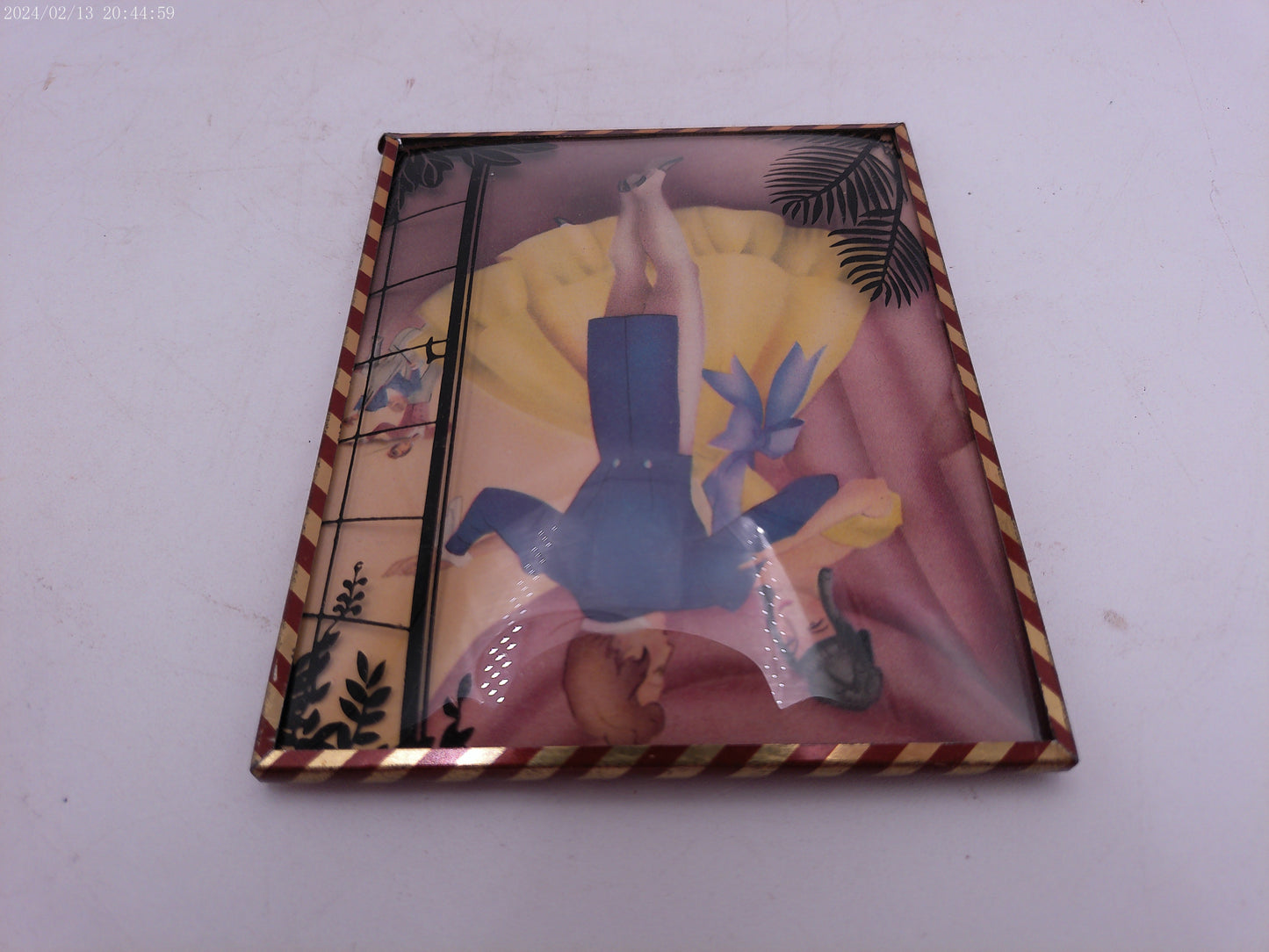 Glass Convex Silhouette Framed Picture Couple Dancing Color  B26