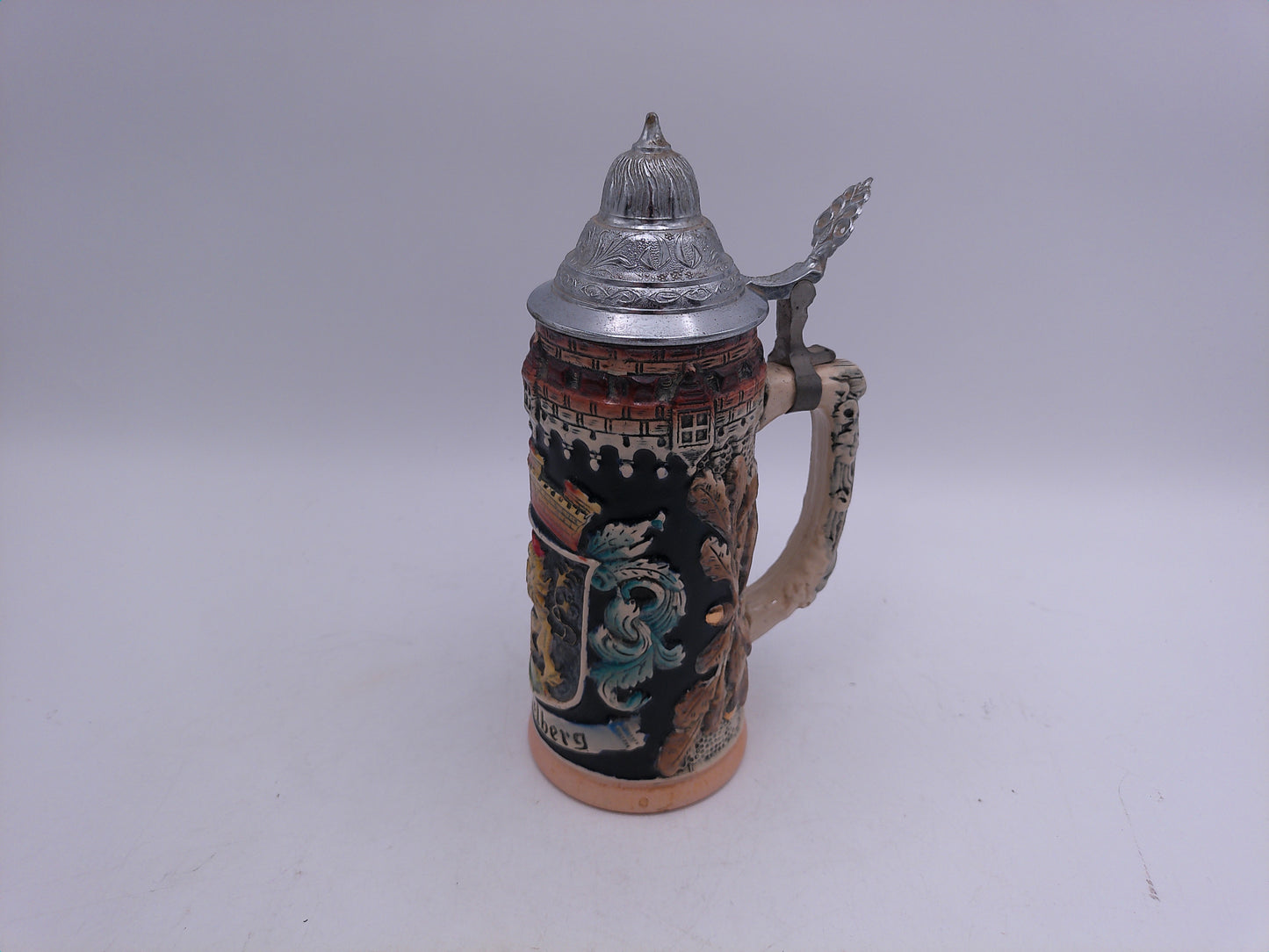 Beer Stein King 9.5” Vintage Western Germany Bayern Beer Stein # 1000-W Heidelberg