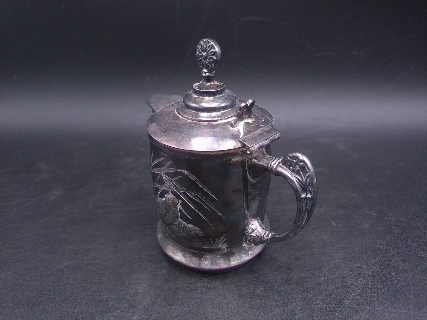 Rogers Smith Quadruple  Silver Plated Ornate Quail Nature Design Coffee Teapot