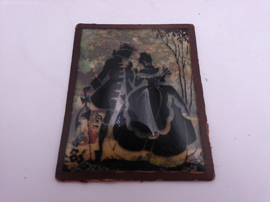 Glass Convex Silhouette Framed  Couple Meeting    B215