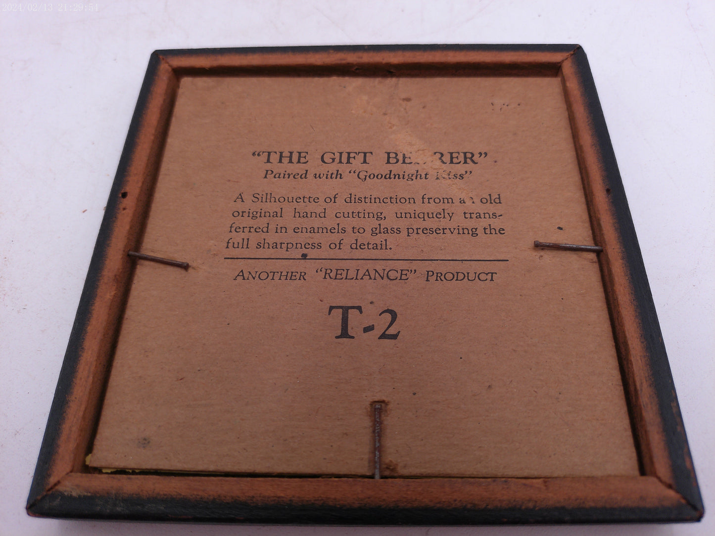 Glass Convex Silhouette Framed Picture  Hiding Gift B218