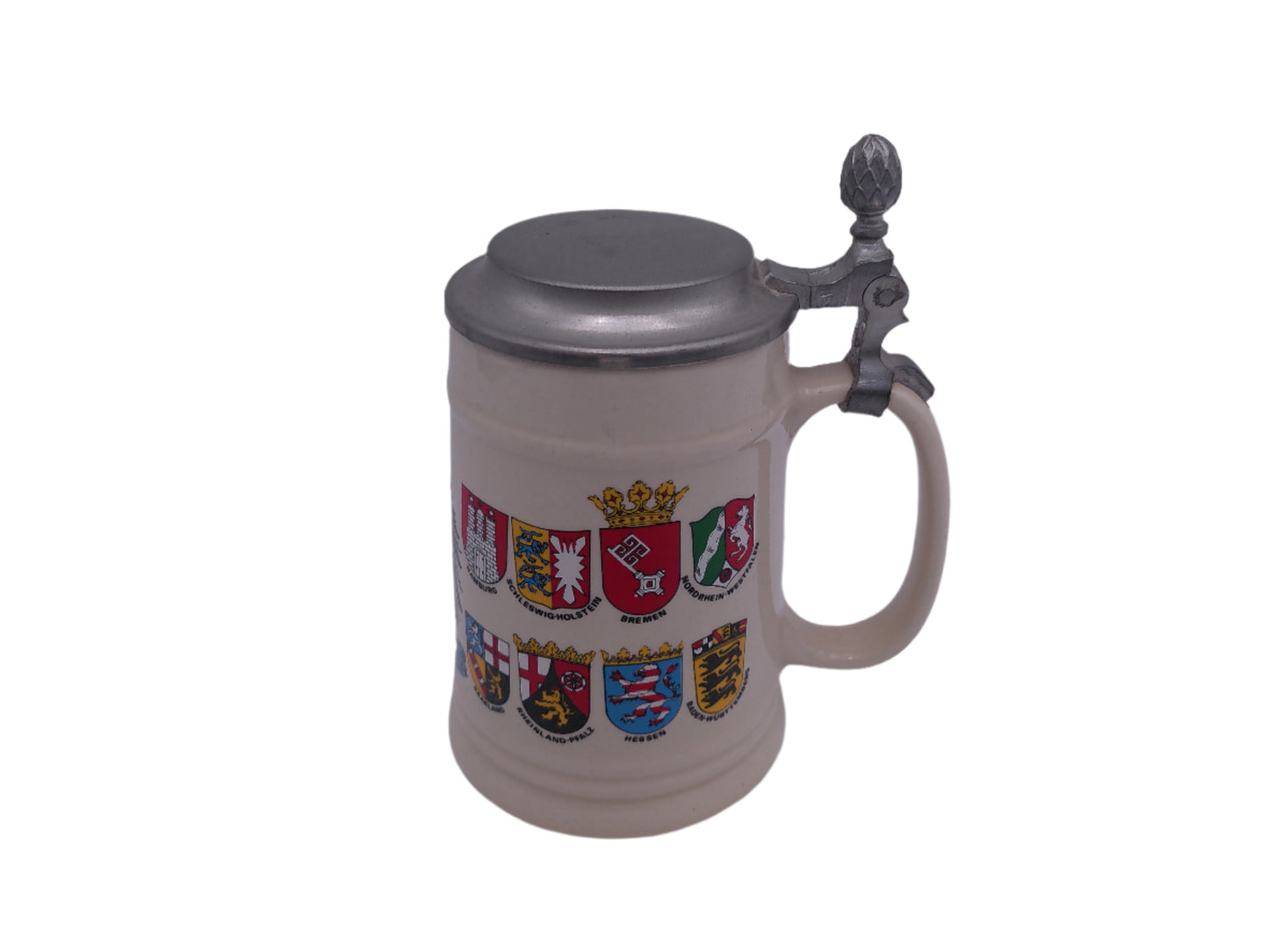 Beer Stein Vintage  Deutschland Germany Beer Stein w/Pewter Lid