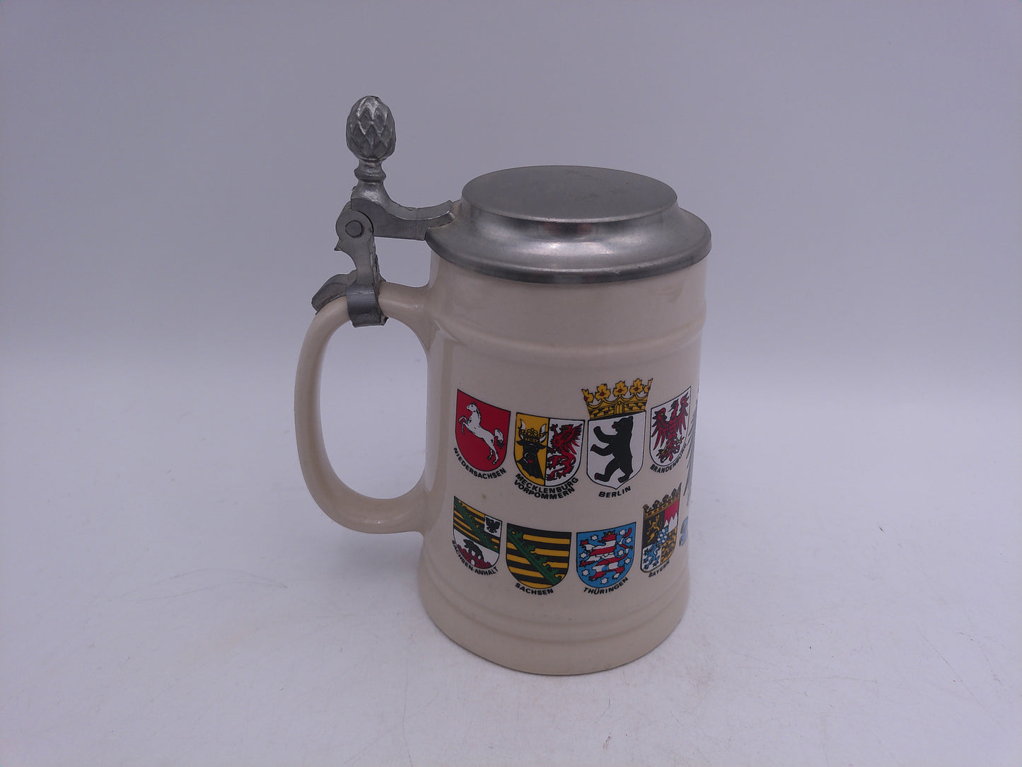 Beer Stein Vintage  Deutschland Germany Beer Stein w/Pewter Lid