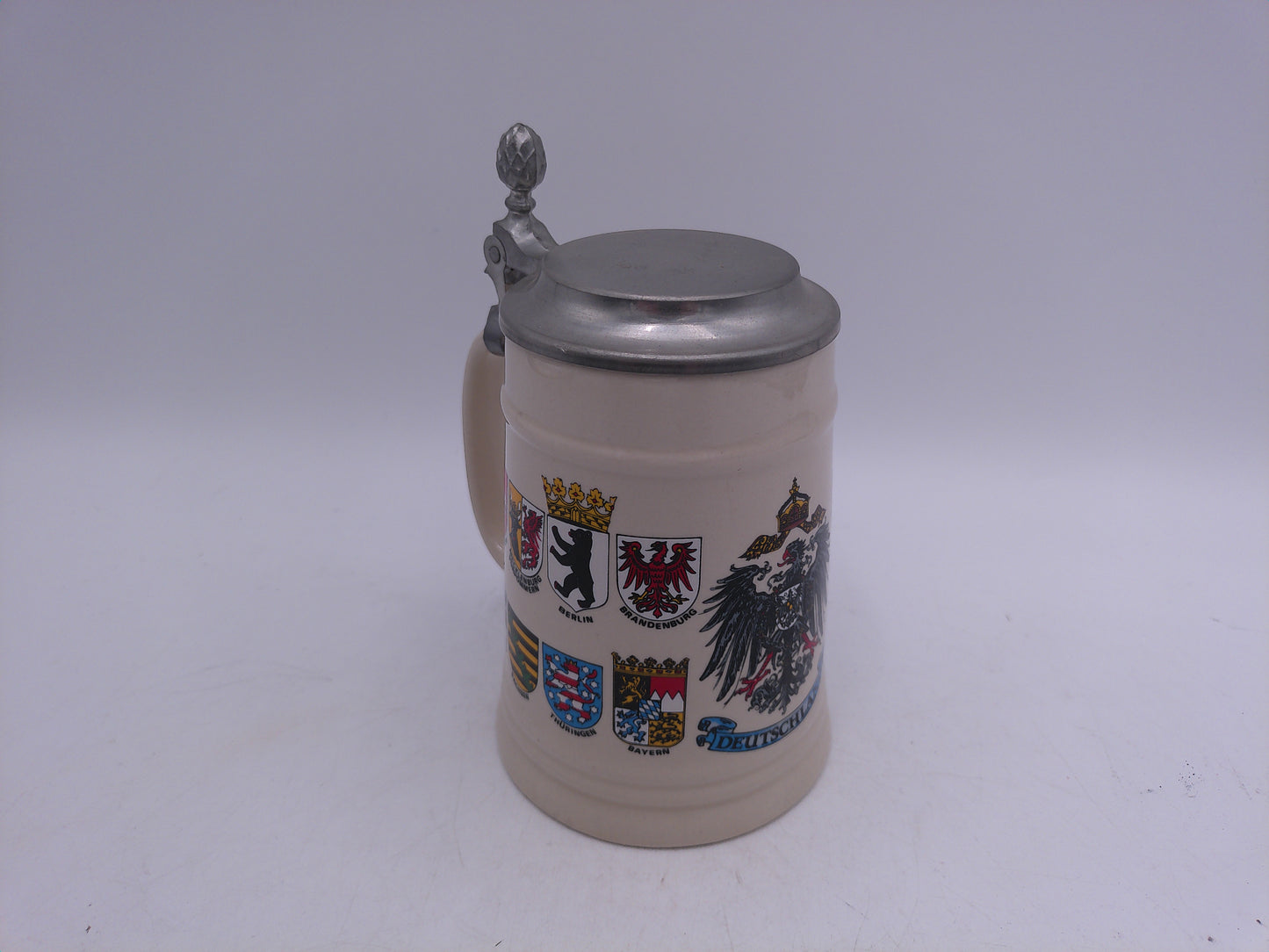 Beer Stein Vintage  Deutschland Germany Beer Stein w/Pewter Lid
