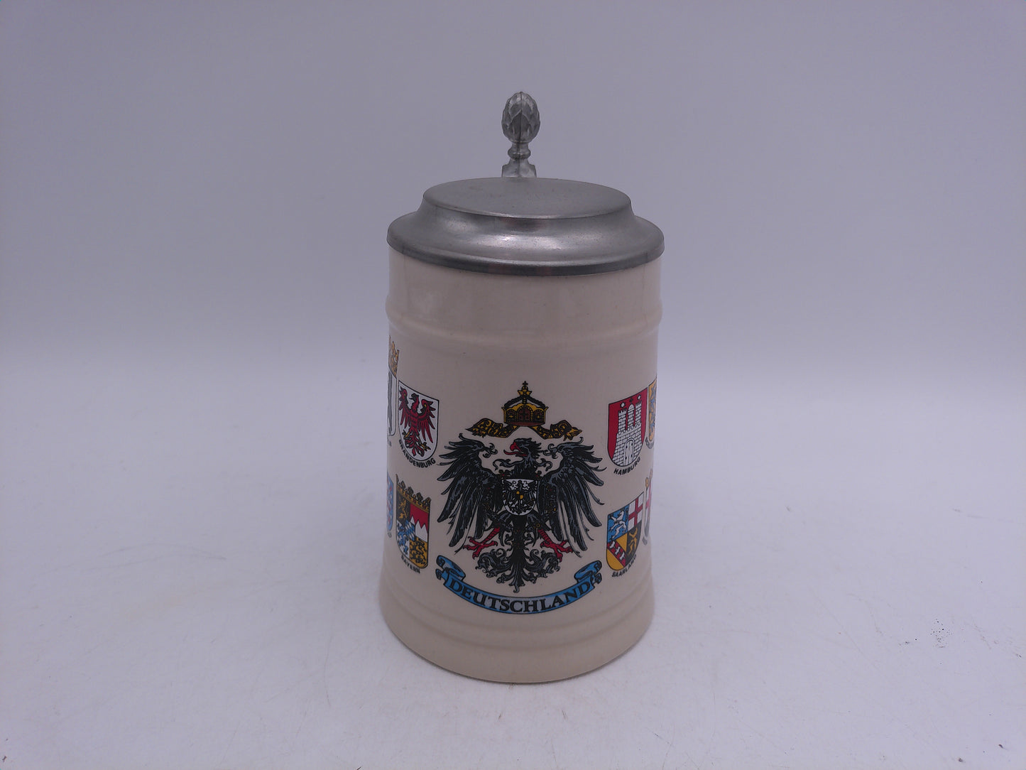 Beer Stein Vintage  Deutschland Germany Beer Stein w/Pewter Lid