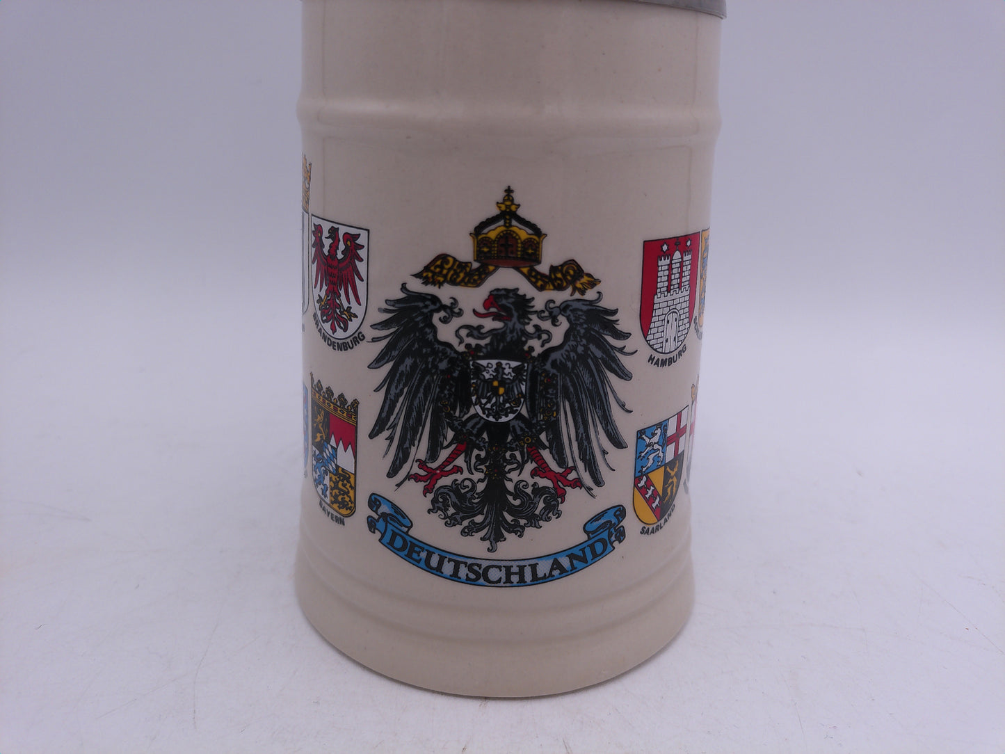Beer Stein Vintage  Deutschland Germany Beer Stein w/Pewter Lid