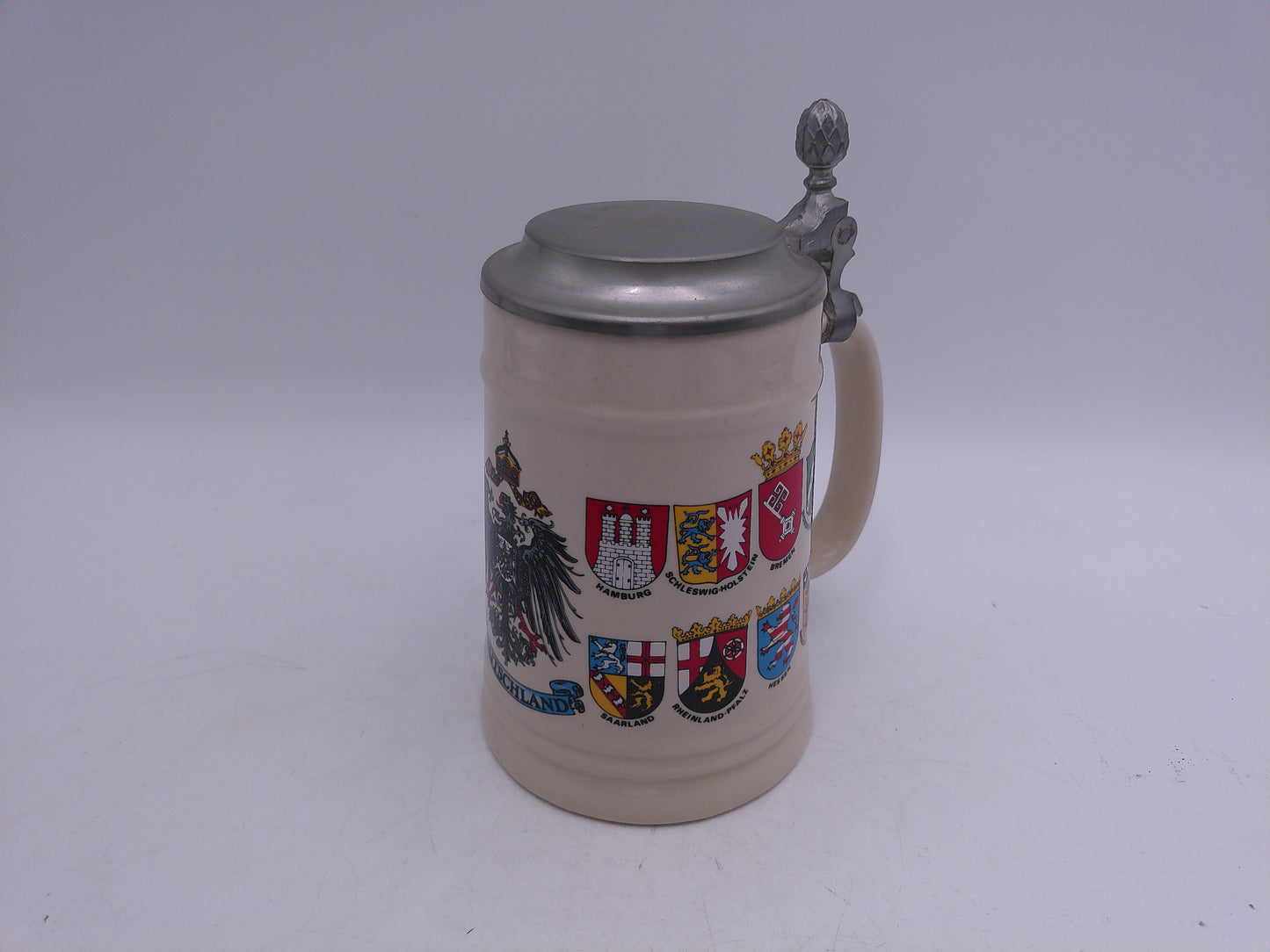 Beer Stein Vintage  Deutschland Germany Beer Stein w/Pewter Lid