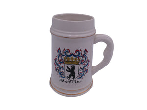 Beer Stein  Berlin Logo with Gold Colored Rings Top and Bottom Vintage