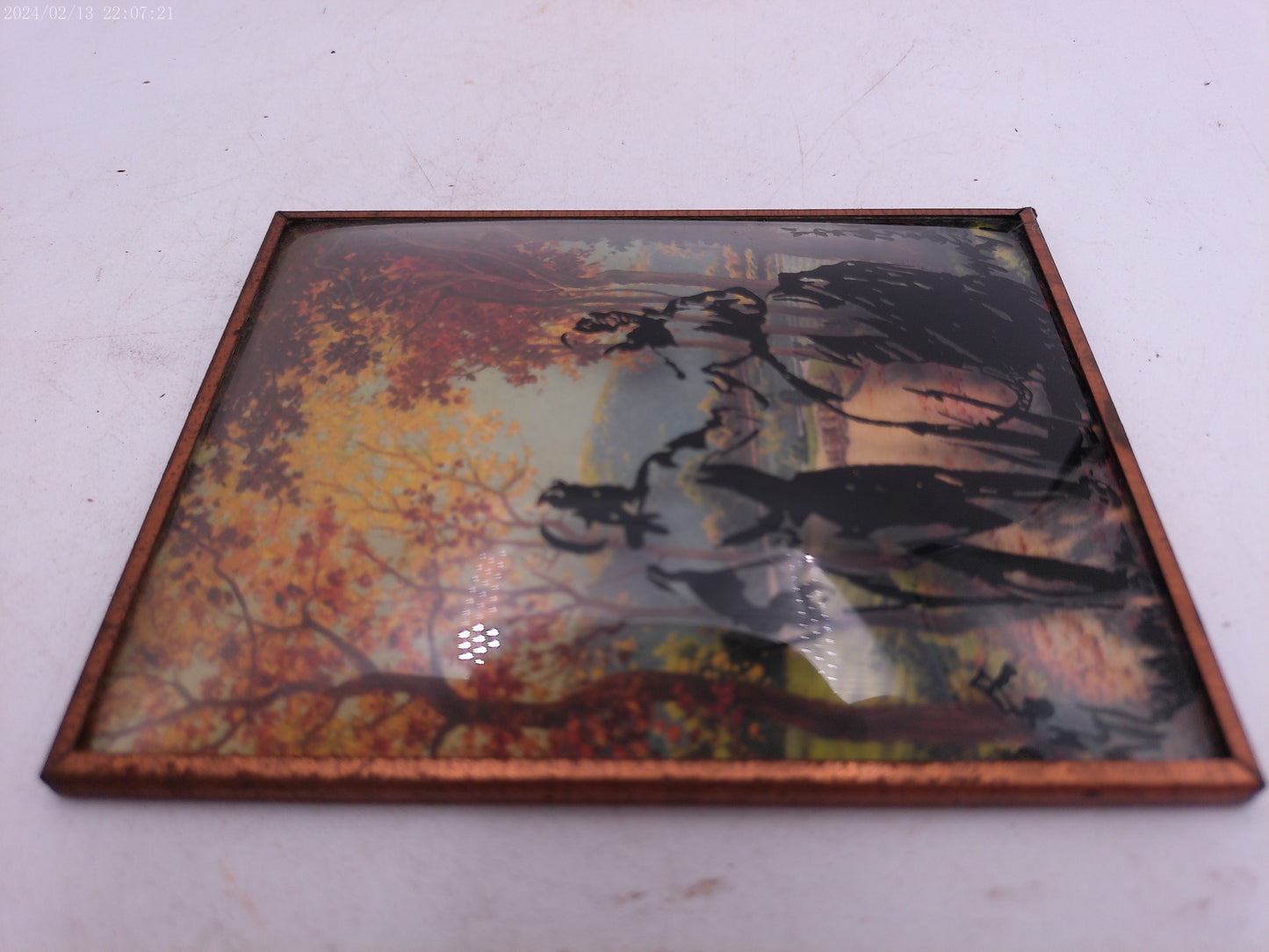 Glass Convex Silhouette Framed Picture Couple by LAKE  B38