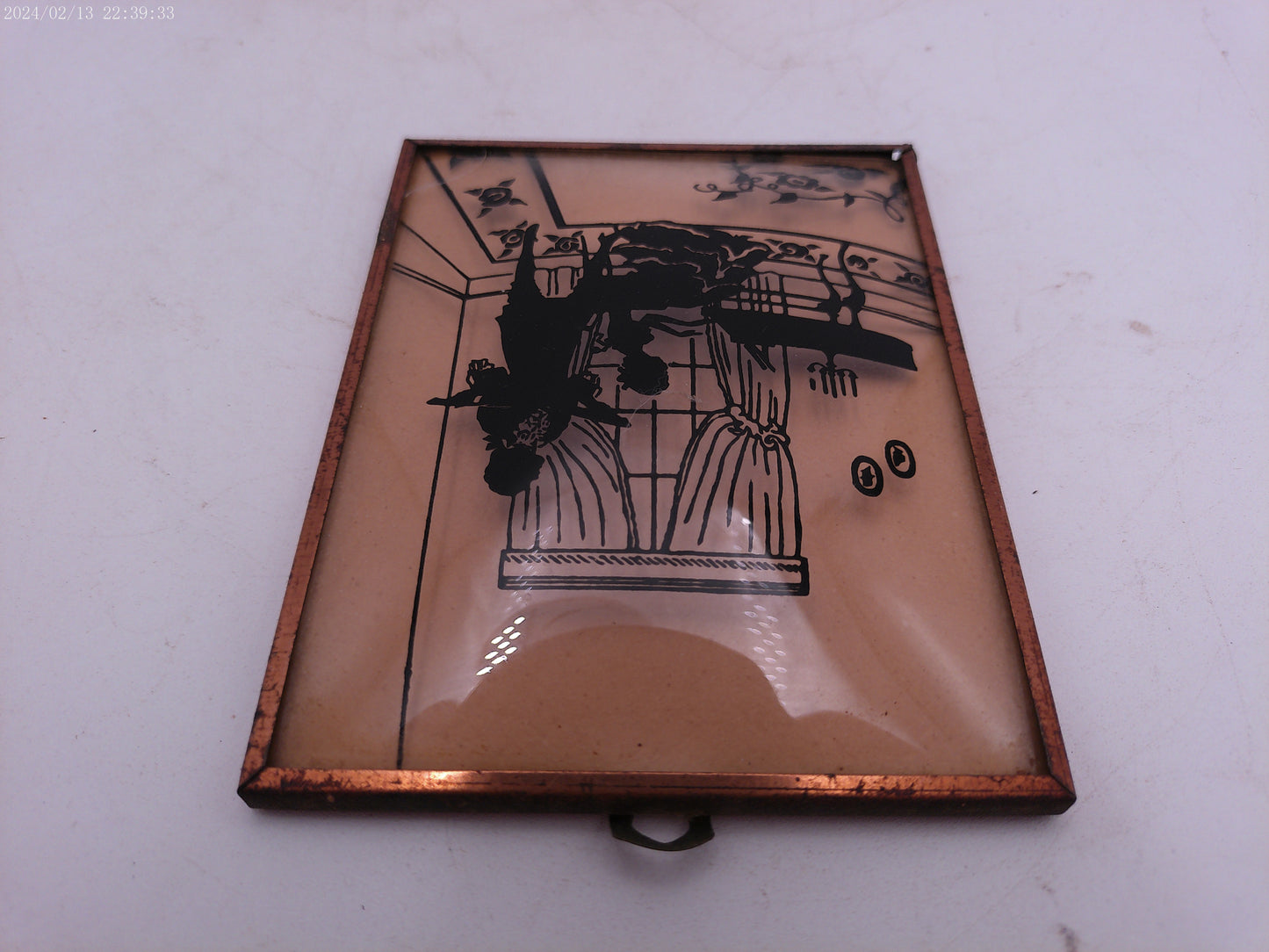 Glass Convex Silhouette Framed Picture Couple By Piano B42