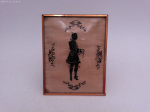 Glass Convex Silhouette Framed Picture Young Man Waiting for a Dance B45
