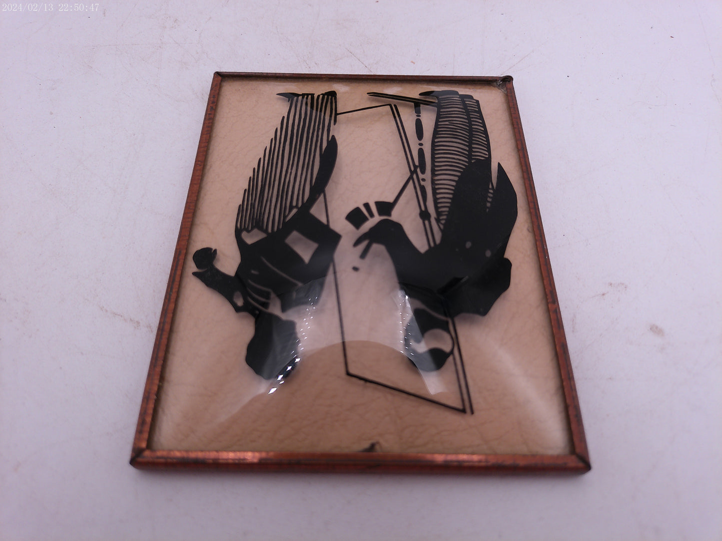 Glass Convex Silhouette Framed Picture  Looking into Mirror    B49