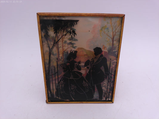 Glass Convex Silhouette Framed Picture  Couple outside  B410