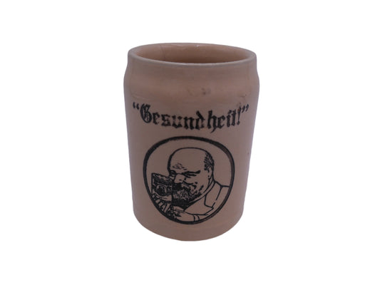 Beer Stein Antique German stoneware bierkrug "Gesundheit " 1/2 L.