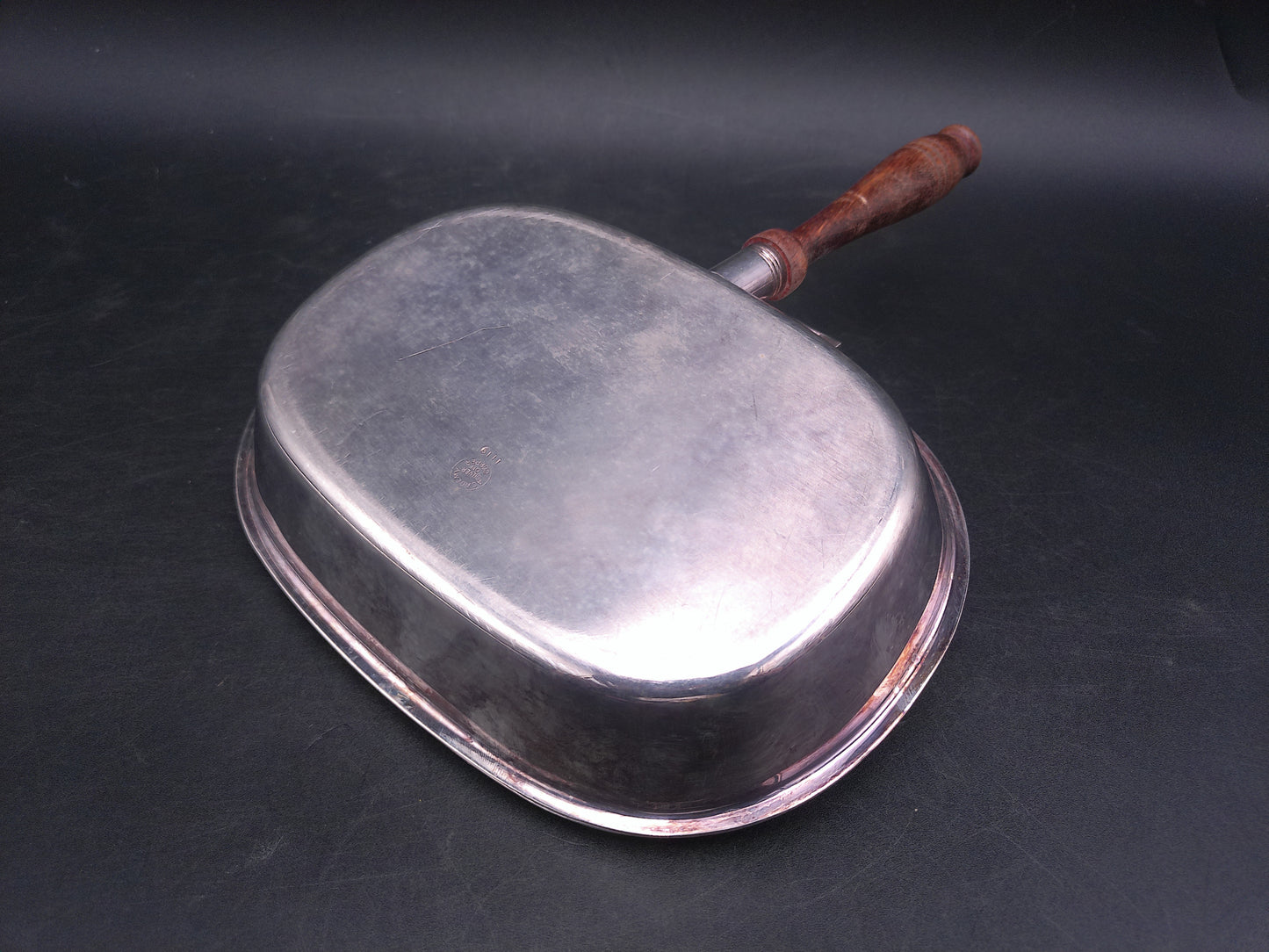 Silverplate silver on copper Silent Crumb Catcher Pan Vintage