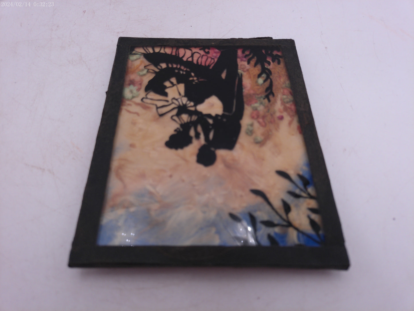 Glass Convex Silhouette Framed Picture Couple Dancing in the Sun  B416