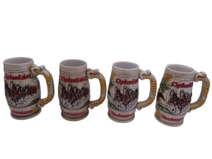Beer Stein Budweiser Lot of 4 Vintage Clydesdale Houses pulling Beer Wagon