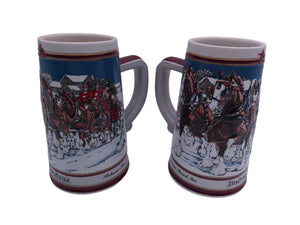 Beer Stein Budweiser 1989 Collector Series Hand Crafted Steins 26 oz lot of 2