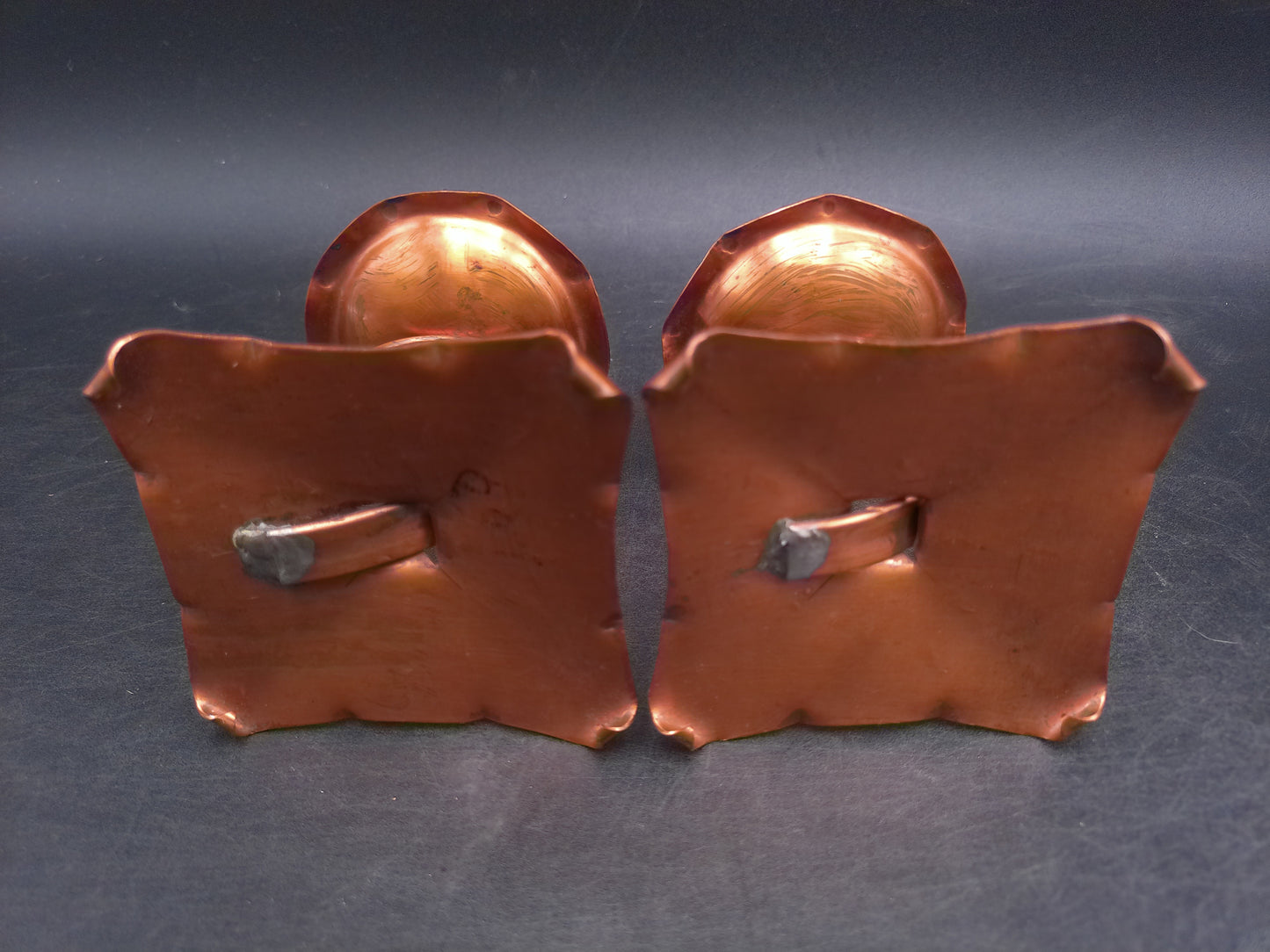 Copper Hand Hammered Candle Holder Unique Gorgeous Set of 2