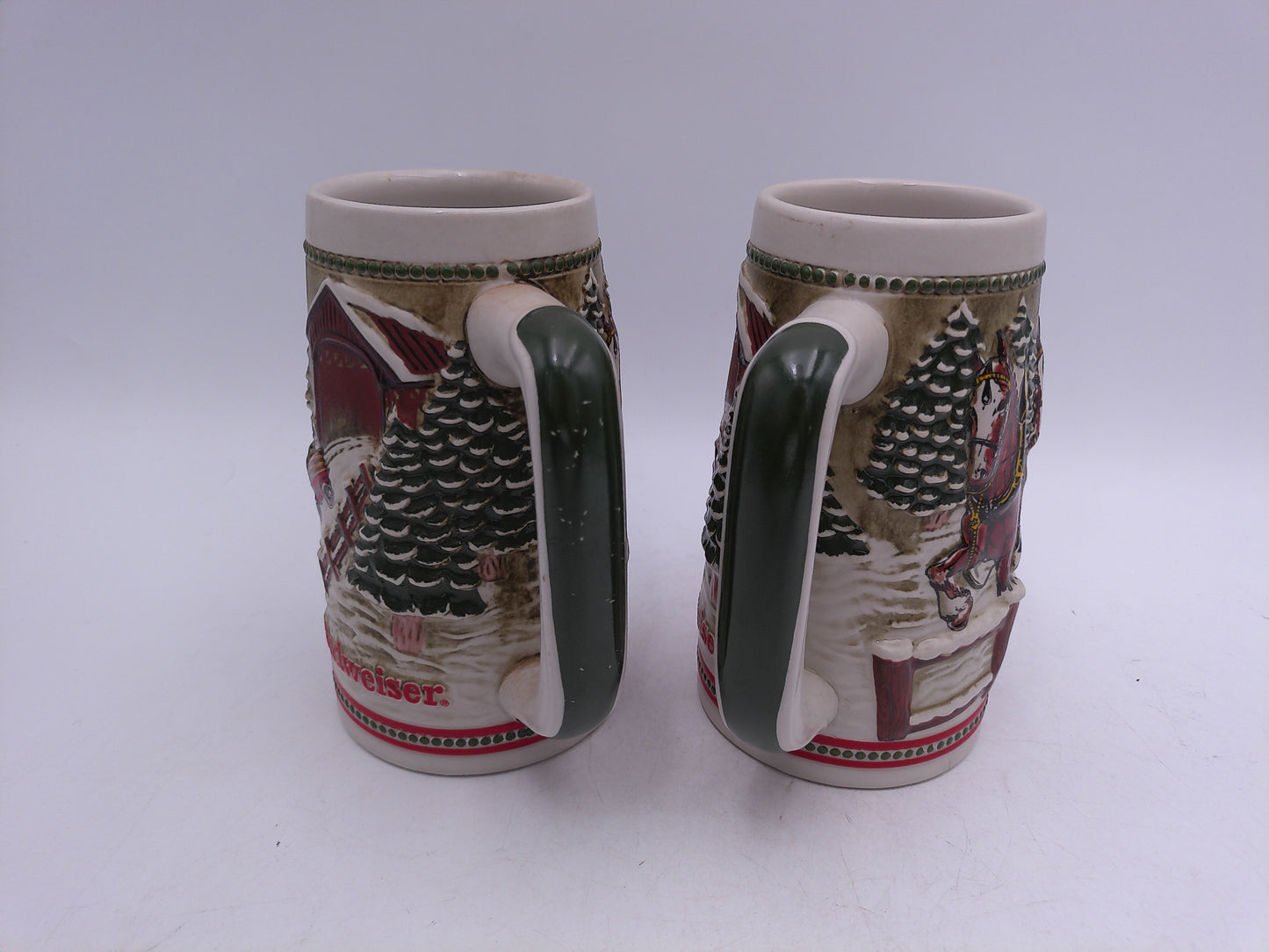 Beer Stein Budweiser Limited Edition Holiday Design ot of 2