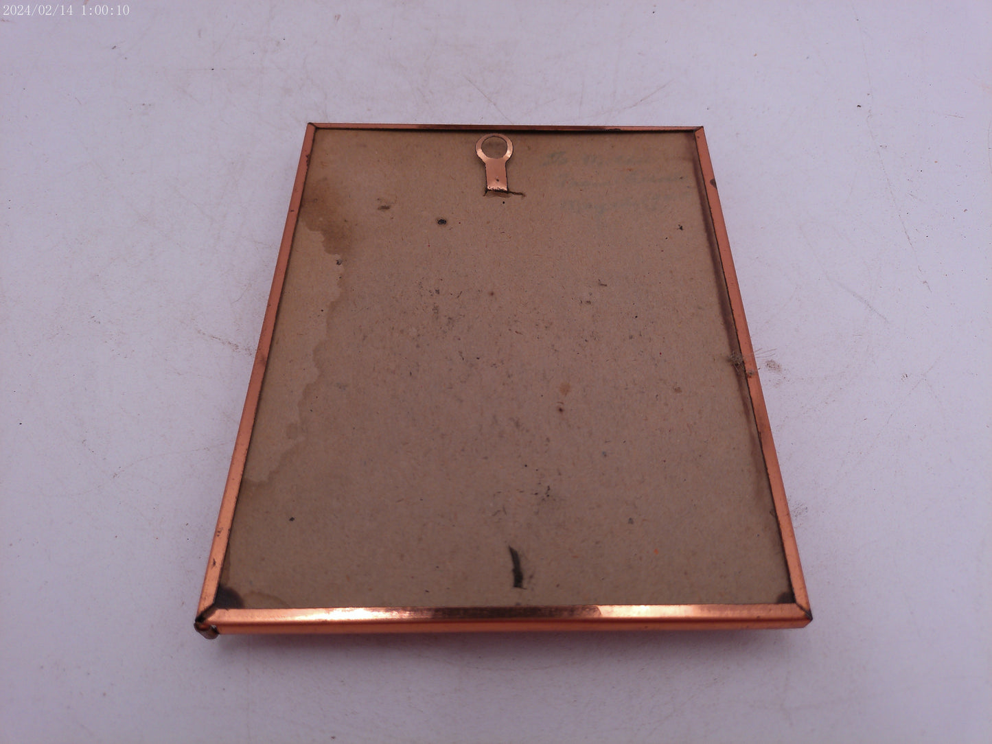 Glass Convex Silhouette Framed Picture Woman Holding Mask B514