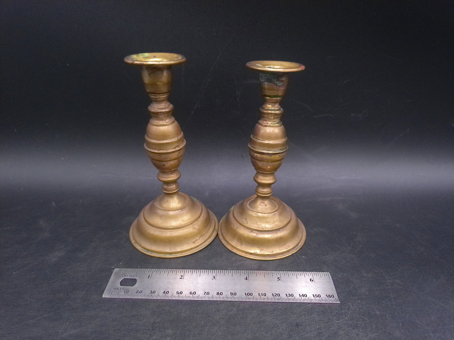 Brass Candlesticks Matching Set of 2 Decorative Design Vintage