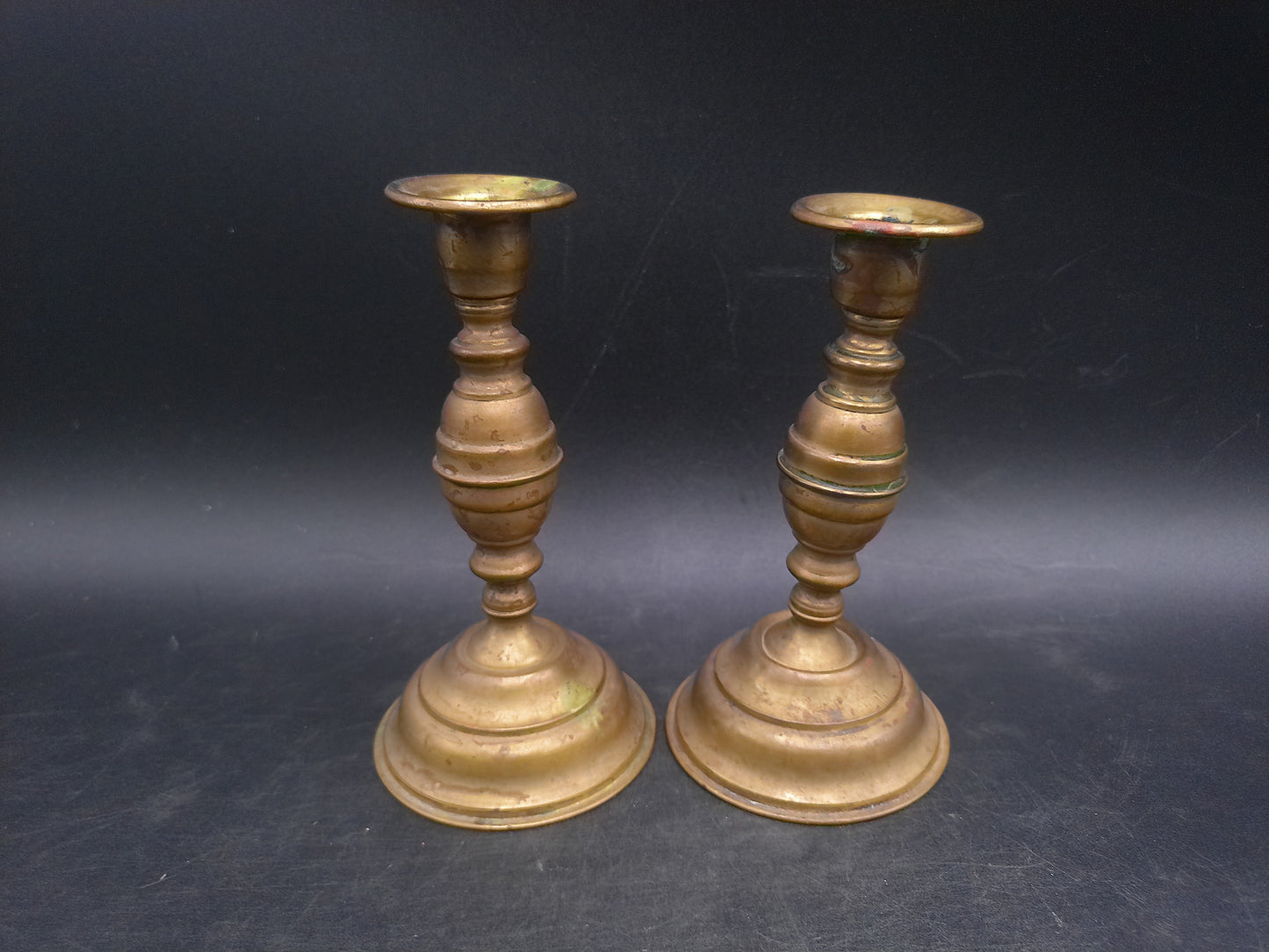 Brass Candlesticks Matching Set of 2 Decorative Design Vintage