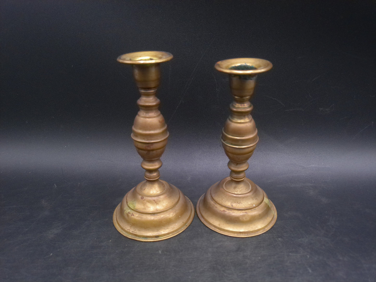 Brass Candlesticks Matching Set of 2 Decorative Design Vintage