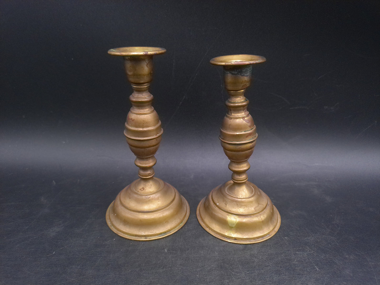 Brass Candlesticks Matching Set of 2 Decorative Design Vintage