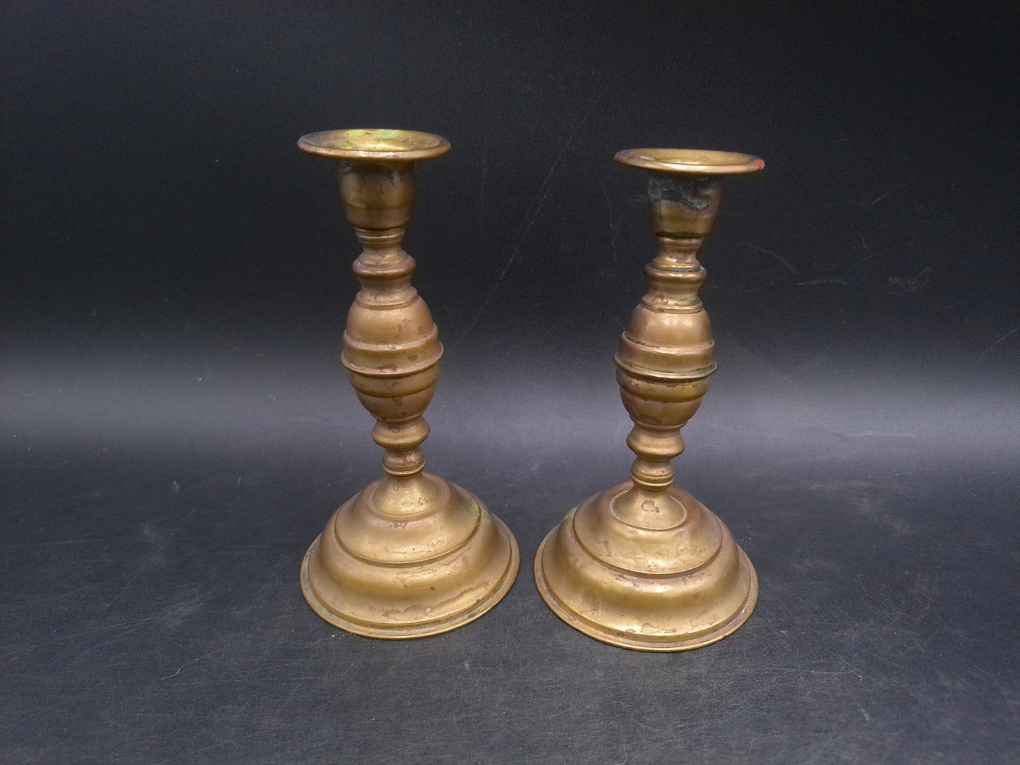 Brass Candlesticks Matching Set of 2 Decorative Design Vintage