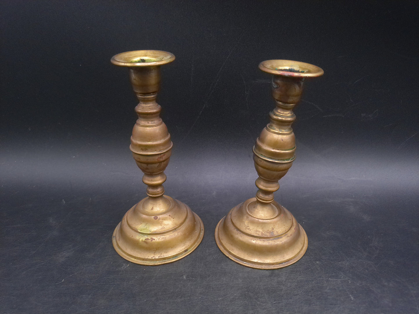Brass Candlesticks Matching Set of 2 Decorative Design Vintage