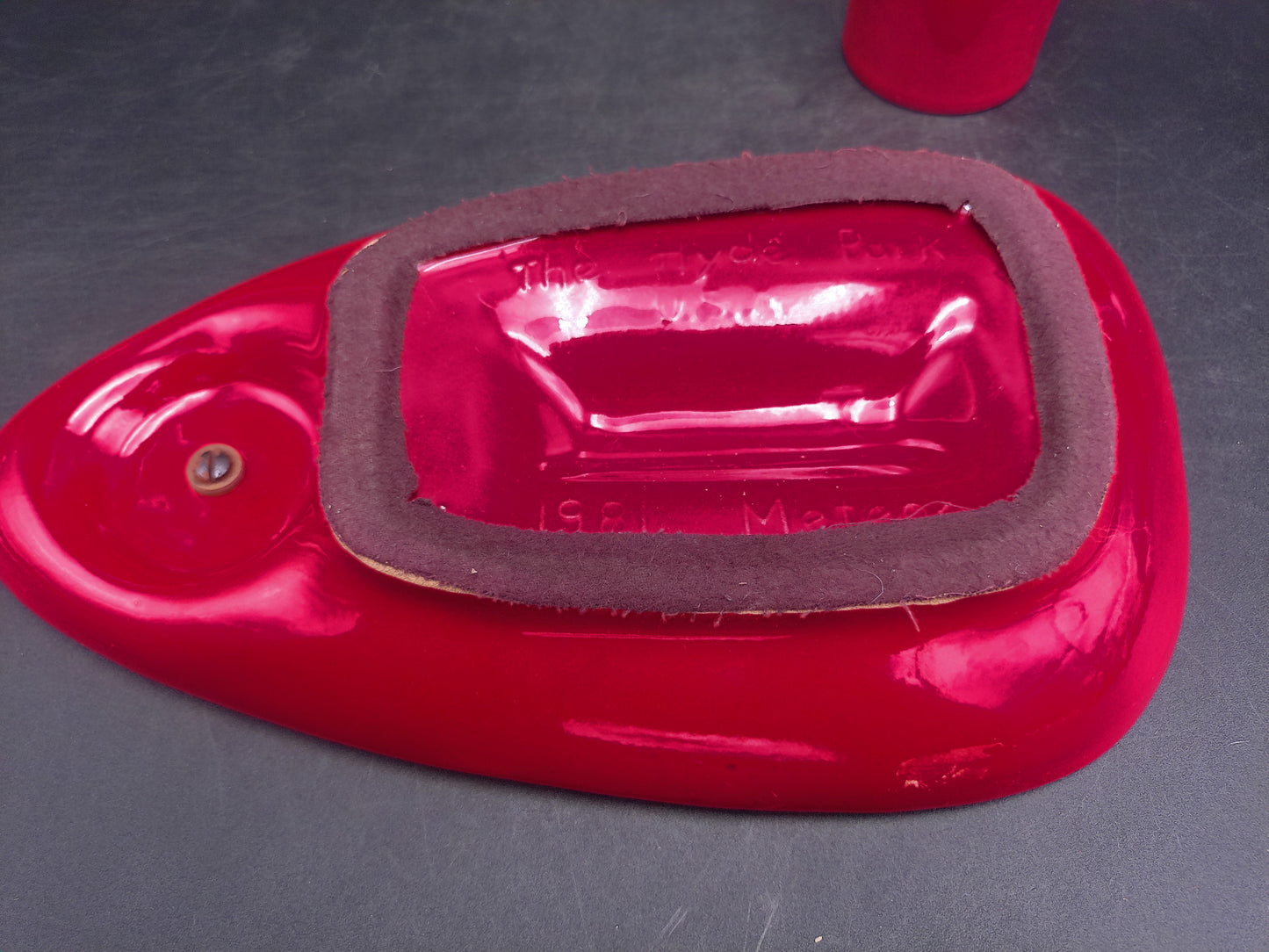 Large Red Glazed Ceramic Ashtray Marked 1981 The Hyde Coand Cup