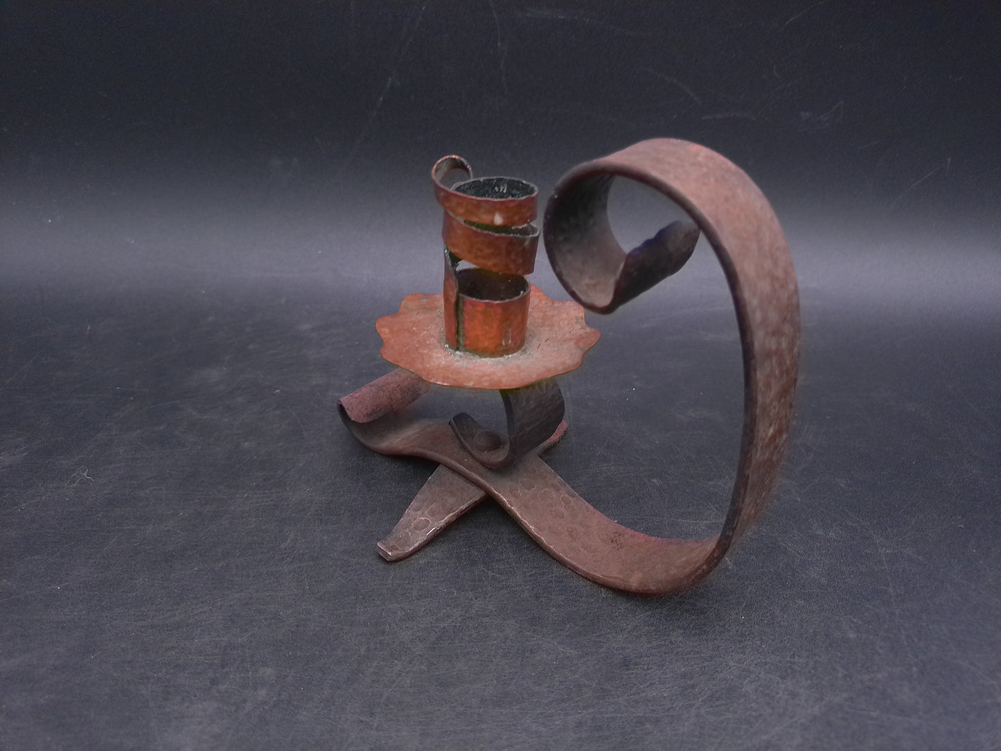 Metal Candle Holder Floral Design with Handle Vintage