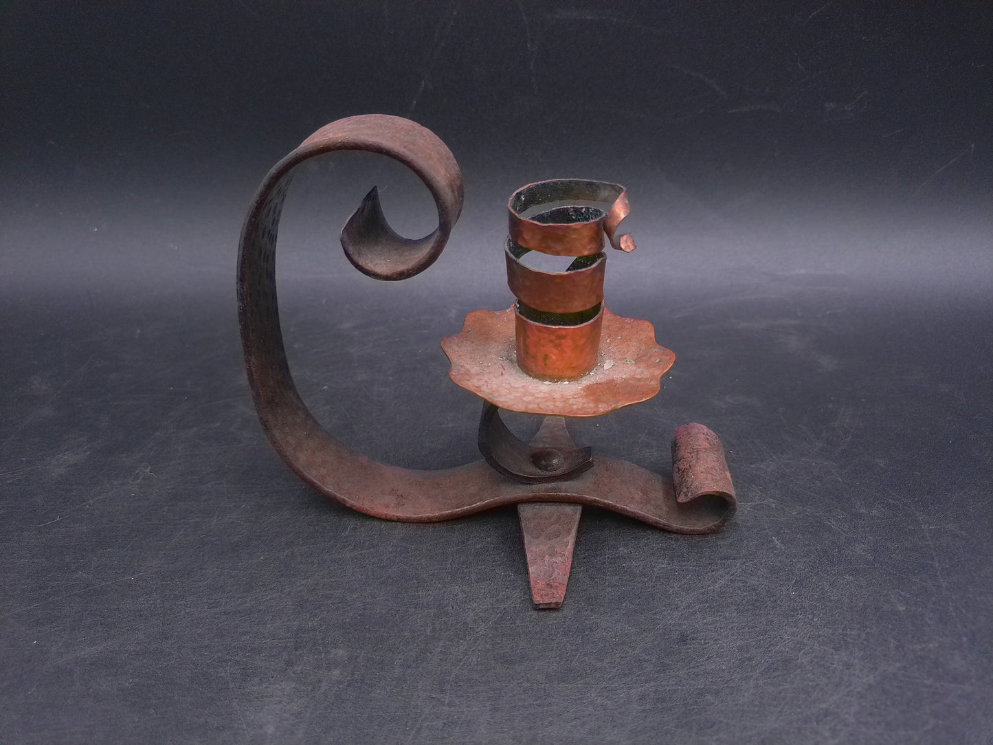 Metal Candle Holder Floral Design with Handle Vintage