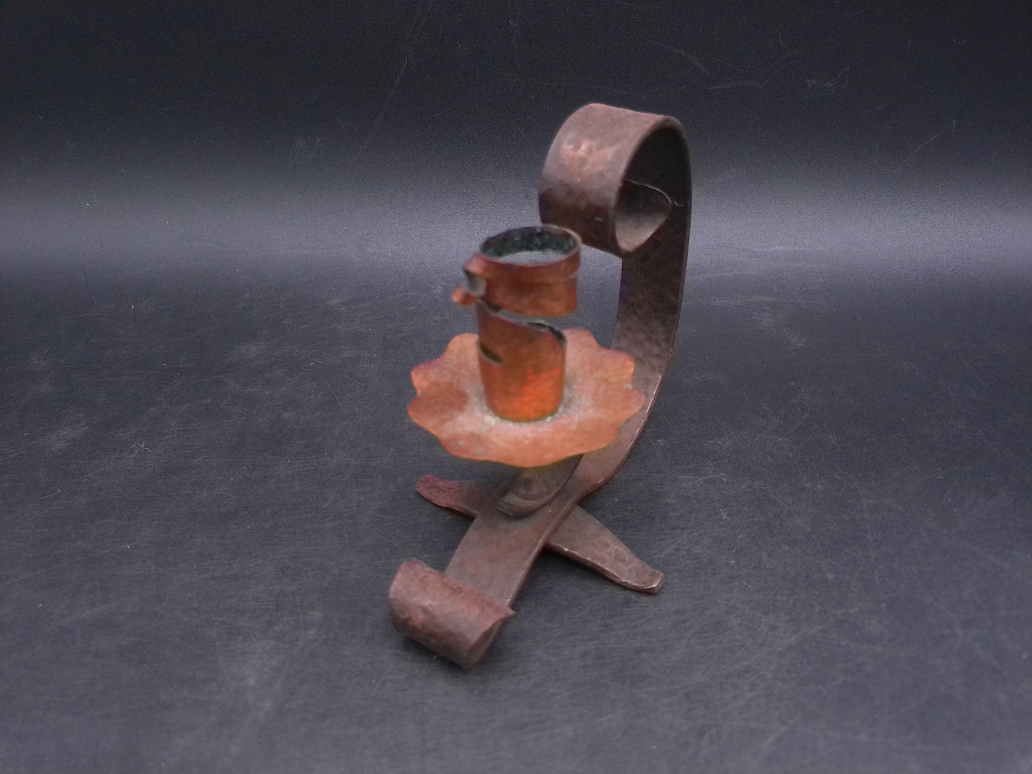 Metal Candle Holder Floral Design with Handle Vintage