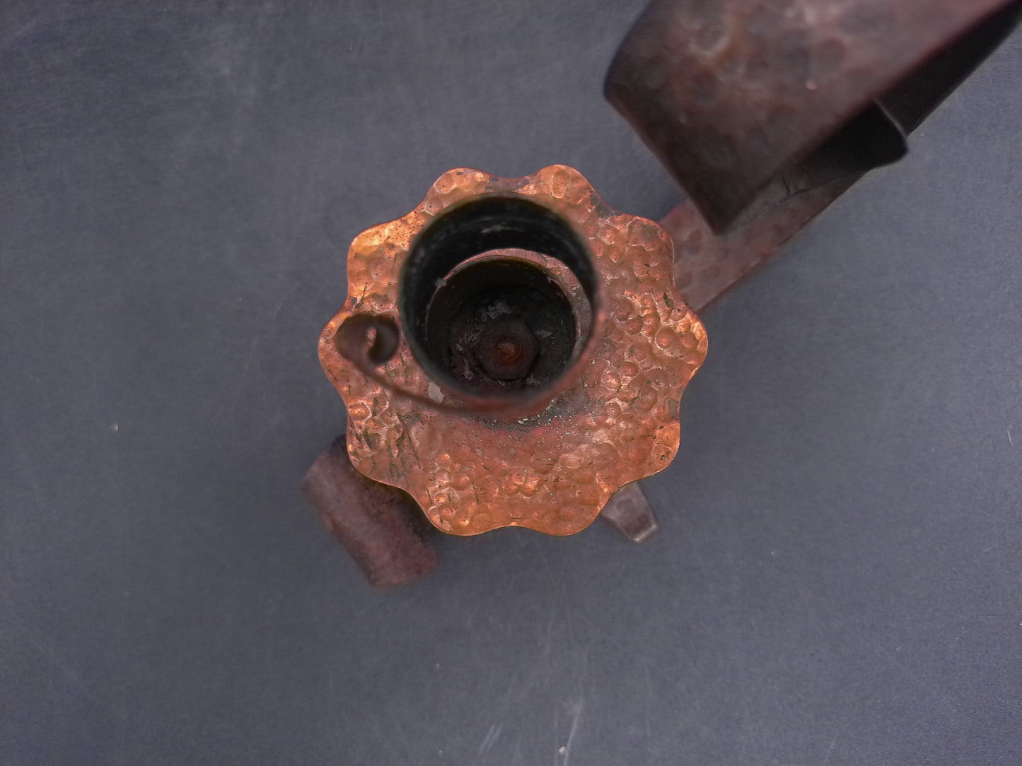Metal Candle Holder Floral Design with Handle Vintage