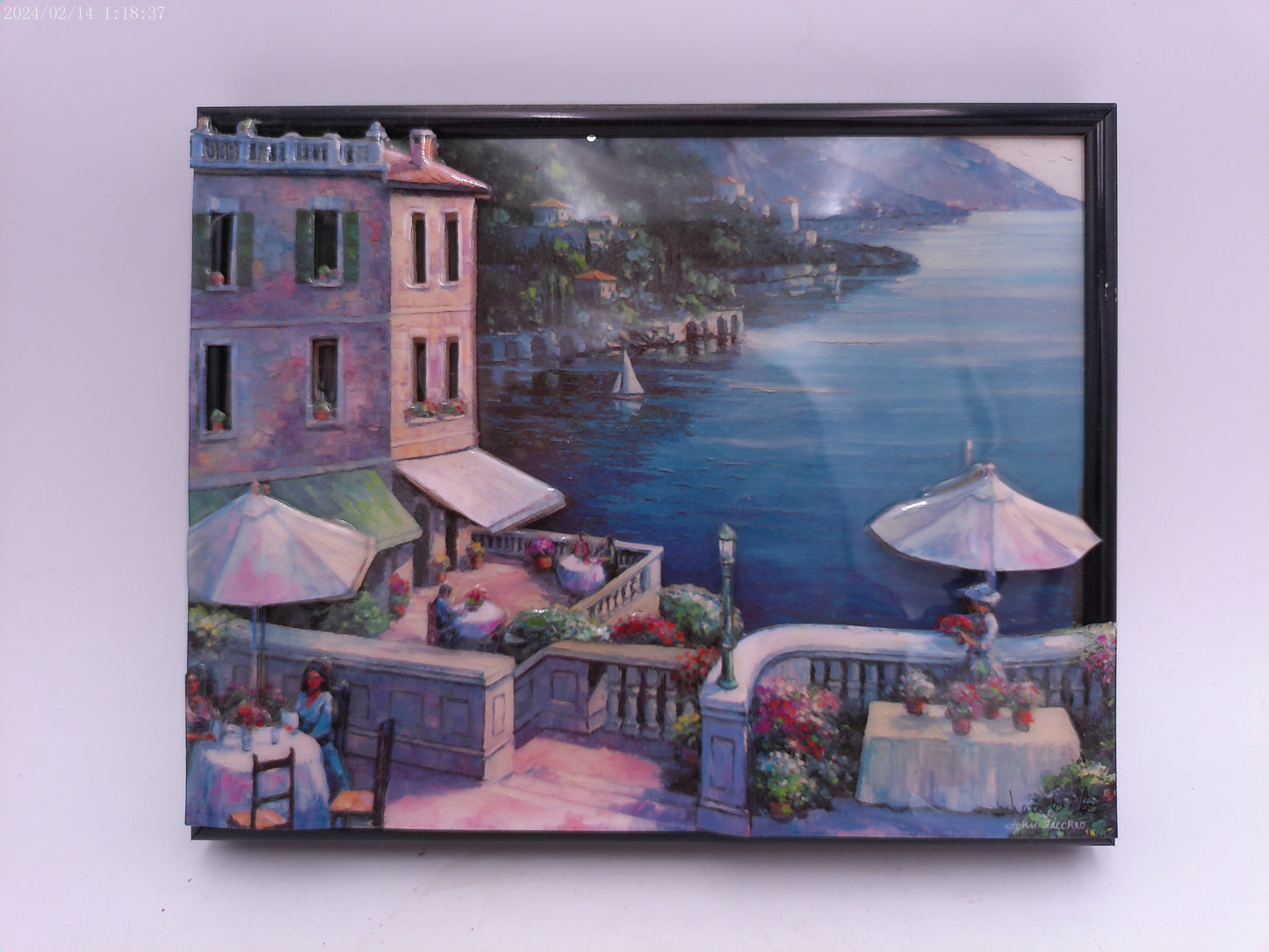 Metal Framed 3D Effect Glazed Picture of City by the Ocean