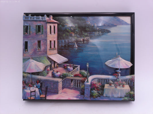 Metal Framed 3D Effect Glazed Picture of City by the Ocean